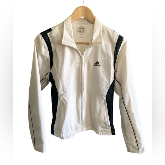 Vintage Adidas Windbreaker 3 Stripes Athletic Athleisure Gray Jacket Women Small - Picture 1 of 12